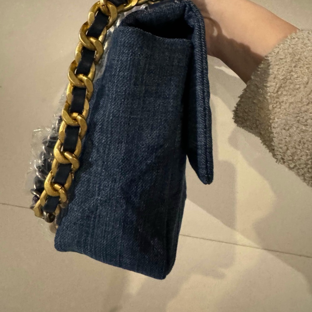 Stylish Blue Denim Bag with Gold/silver Chain